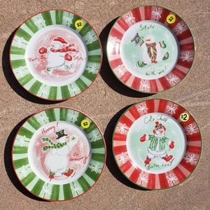 [Avon] Ice Skating Snowmen 4 Winter Themed Plates